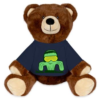 Drôle Cactus Plante DJ Mixer Musique de fête - Nounours RecycelBär® marron - bleu marine - Devant