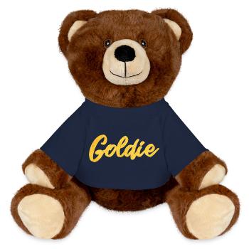 Goldie Gold Goldene Kalligrafie - MiniFeet® RecycelBär® Braun - French Navy - Vorne