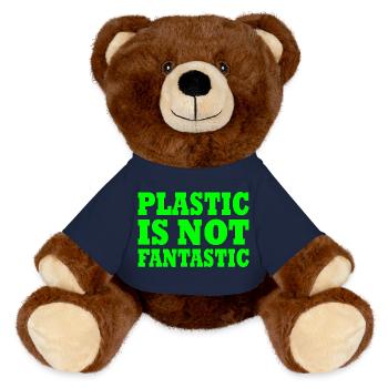 Plastic is not fantastic - MiniFeet® RecycelBär® Teddy Bear Brown - french navy - Front