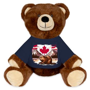 Canada Bieber 4 - MiniFeet® RecycelBär® Teddy Bear Brown - french navy - Front