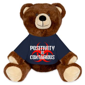 Positivity is Contagious – Spread - MiniFeet® RecycelBär® Teddy Bear Brown - french navy - Front