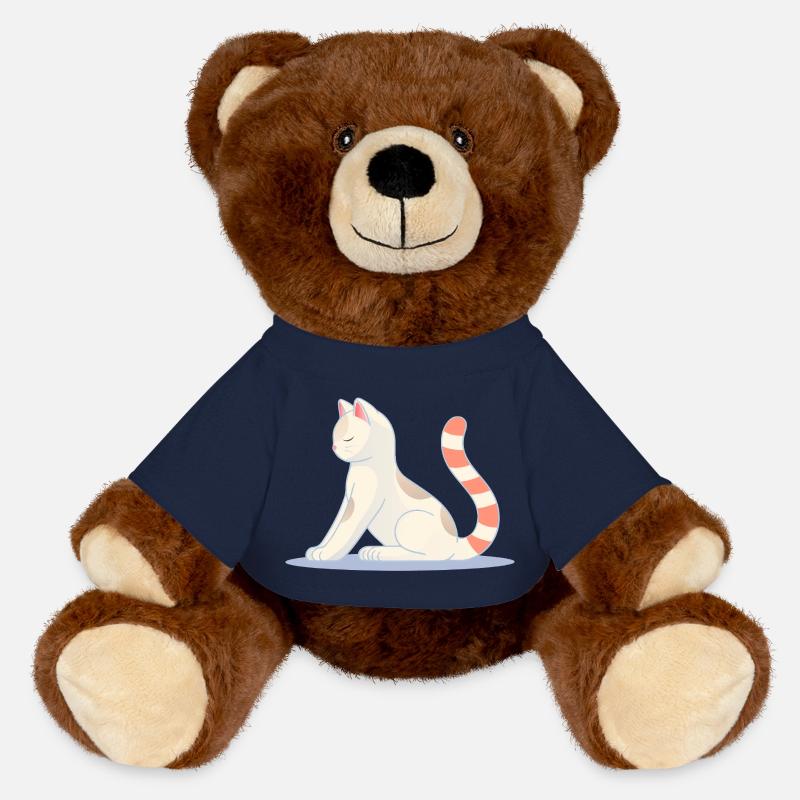 Katze in meditativer Yoga-Pose - MiniFeet® RecycelBär® Braun - French Navy