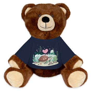 Turtle lovers - MiniFeet® RecycelBär® Teddy Bear Brown - french navy - Front
