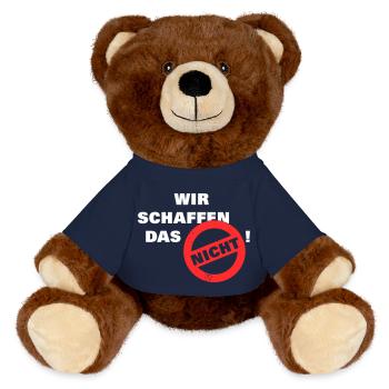 Wir schaffen das nicht - weiß - MiniFeet® RecycelBär® Braun - French Navy - Vorne