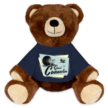 Fifties Great connection phone - MiniFeet® RecycelBär® Teddy Bear Brown - french navy - Front
