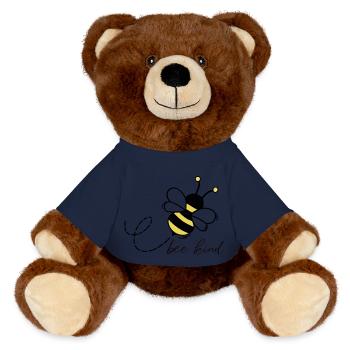 Bee kind - MiniFeet® RecycelBär® Teddy Bear Brown - french navy - Front