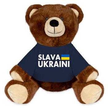 Slava ukraini - MiniFeet® RecycelBär® Teddy Bear Brown - french navy - Front