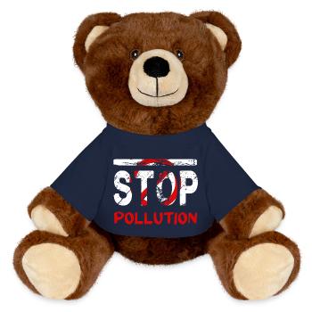 Umweltverschmutzung stoppen - MiniFeet® RecycelBär® Braun - French Navy - Vorne