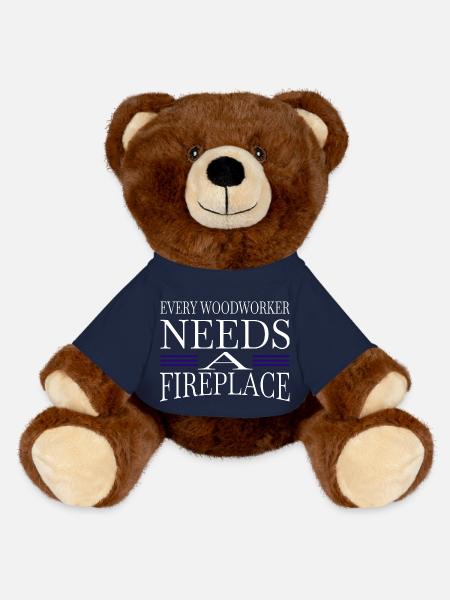 Dad Gift Idea Tree Feller Lumber Birthday - MiniFeet® RecycelBär® Teddy Bear Brown - french navy