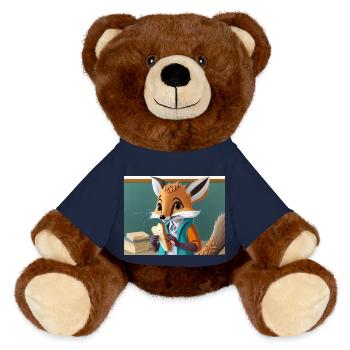 mignon petit renard démoniaque vie quotidienne – déjeuner - Nounours RecycelBär® marron - bleu marine - Devant