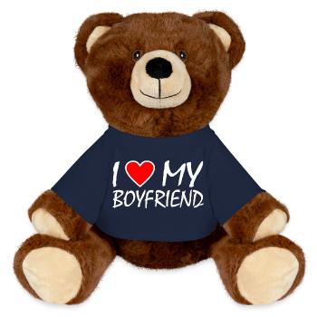 I love my boyfriend - MiniFeet® RecycelBär® Braun - French Navy - Vorne