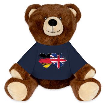 Germany United Kingdom flag used heart - MiniFeet® RecycelBär® Teddy Bear Brown - french navy - Front