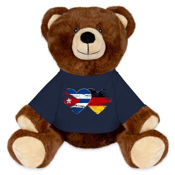 Cuba Germany flag used heart - MiniFeet® RecycelBär® Teddy Bear Brown - french navy - Front