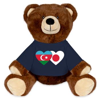 Azerbaijan Japan Flag - MiniFeet® RecycelBär® Teddy Bear Brown - french navy - Front