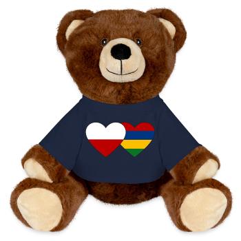 Poland Mauritius Flag Heart - MiniFeet® RecycelBär® Teddy Bear Brown - french navy - Front