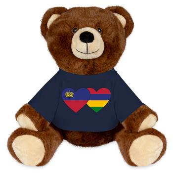 Liechtenstein Mauritius Flag Heart - MiniFeet® RecycelBär® Teddy Bear Brown - french navy - Front