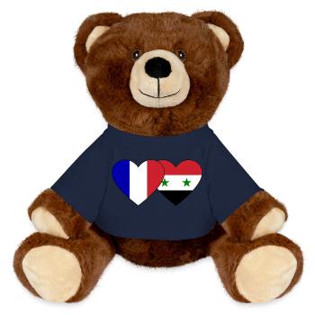 France Syrie drapeau coeur - Nounours RecycelBär® marron - bleu marine - Devant