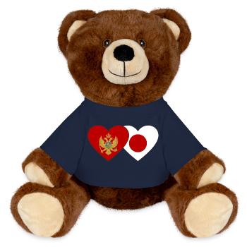 Montenegro Japan Flag - MiniFeet® RecycelBär® Teddy Bear Brown - french navy - Front