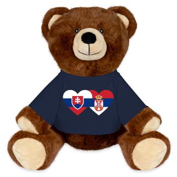 Slovaquie Serbie Drapeau du Cœur - Nounours RecycelBär® marron - bleu marine - Devant
