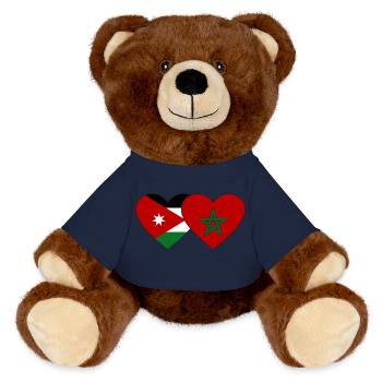 Jordanien Marokko Flagge Herz - MiniFeet® RecycelBär® Braun - French Navy - Vorne