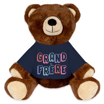 Big Brother - Neugeborene Familie - MiniFeet® RecycelBär® Braun - French Navy - Vorne
