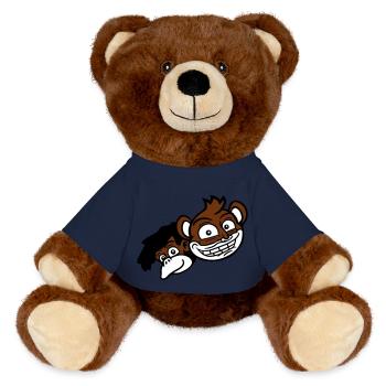 2 Funny Monkey Faces Two Friends Crew Team - Nounours RecycelBär® marron - bleu marine - Devant
