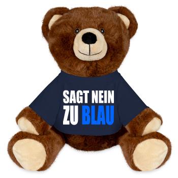 Say no to blue - MiniFeet® RecycelBär® Teddy Bear Brown - french navy - Front