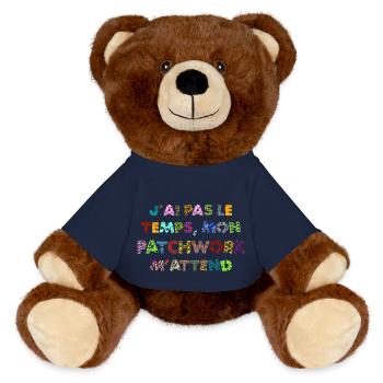 Patchwork: Keine Zeit, mein Patchwork wartet auf mich - MiniFeet® RecycelBär® Braun - French Navy - Vorne