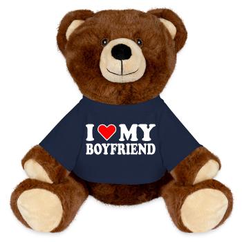 I love my boyfriend - Nounours RecycelBär® marron - bleu marine - Devant