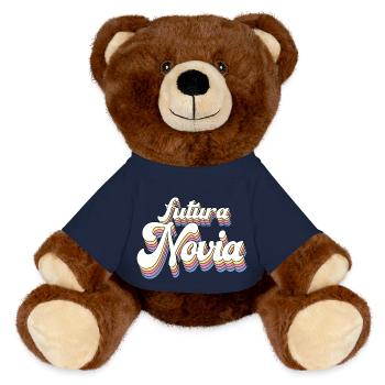 Futura Novia Girlfriend Engagement Wedding Gift - MiniFeet® RecycelBär® Teddy Bear Brown - french navy - Front