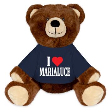 nom du t-shirt J’aime Marialuce t-shirt - Nounours RecycelBär® marron - bleu marine - Devant