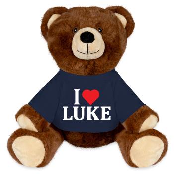 J’aime Luke T-Shirt T-Shirt idée cadeau - Nounours RecycelBär® marron - bleu marine - Devant