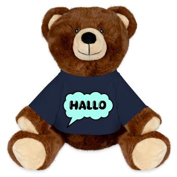 Speech bubble Hello - MiniFeet® RecycelBär® Teddy Bear Brown - french navy - Front