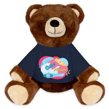 Cure Ableism Colorful Background Pills Patch - MiniFeet® RecycelBär® Teddy Bear Brown - french navy - Front