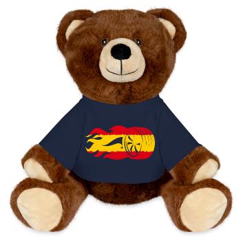 Spanien Motorsport Flagge - MiniFeet® RecycelBär® Braun - French Navy - Vorne