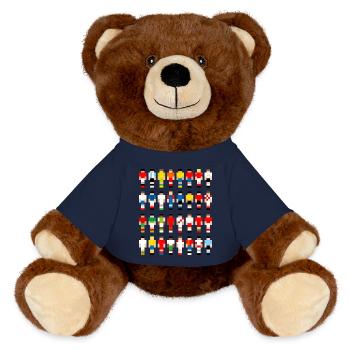 Pixelart Fußball-Teams - MiniFeet® RecycelBär® Braun - French Navy - Vorne