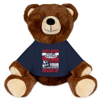 Soudage Soudeur Schweissen Schweisser Diplôme - Nounours RecycelBär® marron - bleu marine - Devant