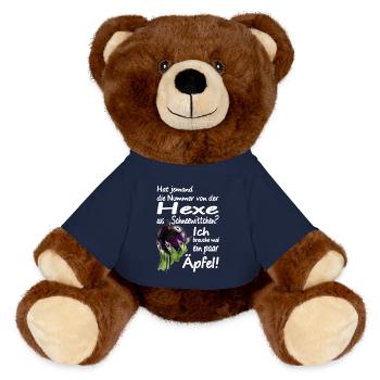 Böse Hexe Apfel Märchen Rache Eifersucht Spruch - MiniFeet® RecycelBär® Braun - French Navy - Vorne