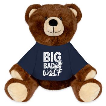 Big Bad Wolf Raubtier Rudeltier Isegrim Geschenk - MiniFeet® RecycelBär® Braun - French Navy - Vorne