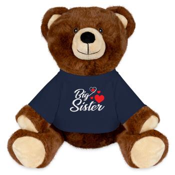 Frères et sœurs grande soeur avec coeur - Nounours RecycelBär® marron - bleu marine - Devant