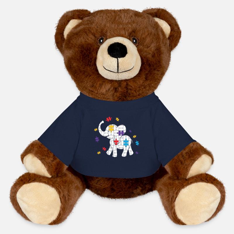 Autismus Puzzle Elefant Autist Elefanten Autist - MiniFeet® RecycelBär® Braun - French Navy