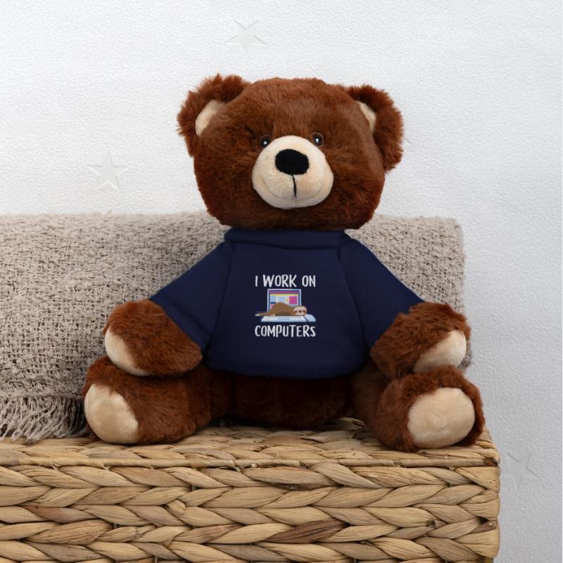 I work on computers Computer Programer Geschen MiniFeet® RecycelBär® Teddy Bear Brown