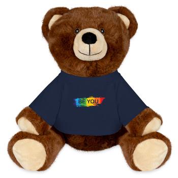 LGBT "Sei du selbst" - MiniFeet® RecycelBär® Braun - French Navy - Vorne