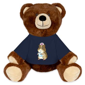 Infirmière de cochon d'Inde habillée - Nounours RecycelBär® marron - bleu marine - Devant