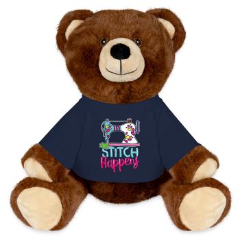 Stitch Happens - MiniFeet® RecycelBär® Teddy Bear Brown - french navy - Front