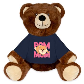 Zwergspitz Pomeranian Pom Mom Dog Gift - MiniFeet® RecycelBär® Teddy Bear Brown - french navy - Front