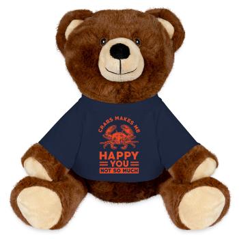 Krabben Spruch lustig - MiniFeet® RecycelBär® Braun - French Navy - Vorne