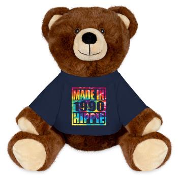 Anniversaire hippie 1990 - Nounours RecycelBär® marron - bleu marine - Devant