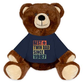 Twins Father Twin Father since 1987 - MiniFeet® RecycelBär® Teddy Bear Brown - french navy - Front