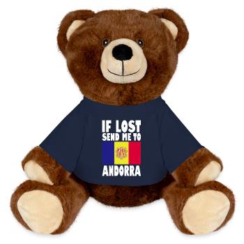 Dicton du drapeau d’Andorre - Nounours RecycelBär® marron - bleu marine - Devant